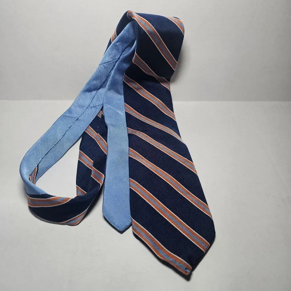 Men's Tommy Hilfiger Classy Navy Orange Striped Neck Tie